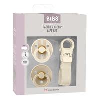 BIBS Pacifier & Clip Gift Set - Ivory - 1 sett