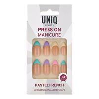UNIQ Press-On Negler med Lim - Pastel French - 24 stk.