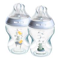 Tommee Tippee Natural Start Tåteflaske 260 ml. - Deco Blå - 2 stk.