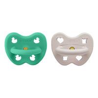 Hevea Round Teat 3-36 Months - Pop Of Green & Soft Pebble - 2 stk.