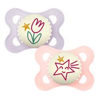 MAM Original Night Silikon Smokk Rosa/Lilla 0-6 mnd. - 2 stk.