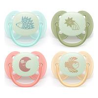 Philips Avent Pacifier ultra soft Nighttime - turkis, grønn, rød og gul - 4 stk.