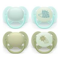 Philips Avent Pacifier ultra soft dag og natt - turkis, grønn, rød og gul - 4 stk.