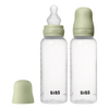 BIBS Babyflaske rund silikon 270 ml Medium Flow Sage - 2 stk.
