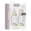 BIBS Babyflaske i glass, rund silikon 120 ml Slow Flow Ivory - 2 stk.