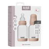 BIBS Babyflaske i glass, rund silikon 120 ml Slow Flow Blush - 2 stk.