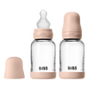 BIBS Babyflaske i glass, rund silikon 120 ml Slow Flow Blush - 2 stk.