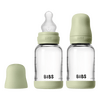 BIBS Babyflaske i glass, rund silikon 120 ml Slow Flow Sage - 2 stk.