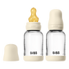 BIBS Babyflaske i glass, rund lateks 120 ml Slow Flow Ivory - 2 stk.