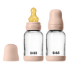 BIBS Babyflaske i glass, rund lateks 120 ml Slow Flow Blush - 2 stk.