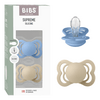 BIBS Smokk Supreme Silikon Str. 1 Vanilje/Sky Blue - 2 stk.
