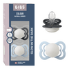 BIBS Smokk Supreme Silikon Str. 1 Iron Glow/Baby Blue Glow - 2 stk.