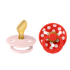 BIBS Smokk Studio Colour Anatomisk Latex Polka størrelse 2 Blossom/Candy Apple - 2 stk.