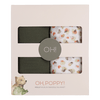 Oh, Poppy! Holly Muslin Svøp Fresh Vanilla/Forest Green - 2 stk.
