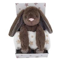 Carlo Baby Fleeceteppe Beige Stjerne og Bamse Mørkebrun Kanin - 1 stk.