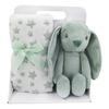Carlo Baby Fleece-teppe Grønn stjerne og Teddybjørn Grønn kanin - 1 stk.