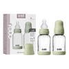 BIBS Babyflaske i glass, rund silikon 120 ml Slow Flow Sage - 2 stk.