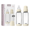 BIBS Babyflaske i glass, rund silikon 240 ml Medium Flow Ivory - 2 stk.