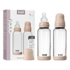 BIBS Babyflaske i glass, rund silikon 240 ml Medium Flow Blush - 2 stk.