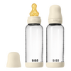 BIBS Babyflaske i glass, rund lateks 240 ml Medium Flow Ivory - 2 stk.