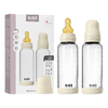 BIBS Babyflaske i glass, rund lateks 240 ml Medium Flow Ivory - 2 stk.