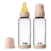 BIBS Babyflaske i glass, rund lateks 240 ml Medium Flow Blush - 2 stk.