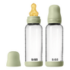 BIBS Babyflaske i glass, rund lateks 240 ml Medium Flow Sage - 2 stk.