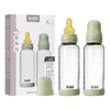 BIBS Babyflaske i glass, rund lateks 240 ml Medium Flow Sage - 2 stk.