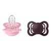 BIBS Smokk Supreme Silikon Str. 1 Baby Pink/Plum - 2 stk.