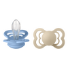 BIBS Pacifier Supreme Silicone Str. 2 Vanilla/Sky Blue - 2 stk.