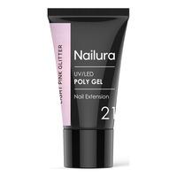 Nailura Poly Gel 21 - Light Pink Glitter - 30 g.
