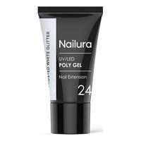 Nailura Poly Gel 24 - Frosted White Glitter - 30 g.