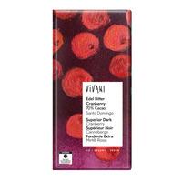 Vivani mørk sjokolade m. tranebær - 80 g