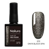 Nailura Gel Polish 373 - Onyx Black Sparkle - 10 ml.