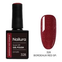 Nailura Gel Polish 328 - Bordeaux Red Sparkle - 10 ml.