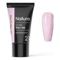 Nailura Poly Gel 21 - Light Pink Glitter - 30 g.