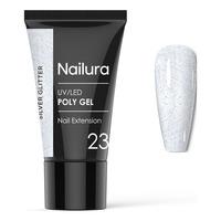 Nailura Poly Gel 23 - Silver Glitter - 30 g.
