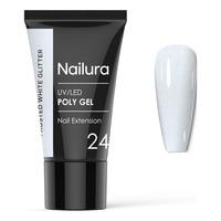 Nailura Poly Gel 24 - Frosted White Glitter - 30 g.