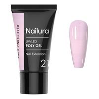 Nailura Poly Gel 21 - Light Pink Glitter - 30 g.