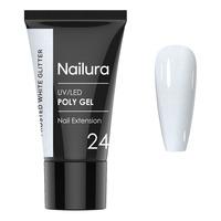 Nailura Poly Gel 24 - Frosted White Glitter - 30 g.