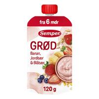 Semper Fruktgrøt m. Jordbær, Banan & Blåbær 6 mdr. - 120 g.