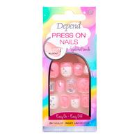 Depend Press On Nails - Pink Star - 1 sett
