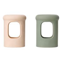 Hevea Wide neck Sleeve 150ml - Sand & Seafoam Blue - 2 stk.