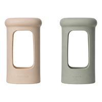 Hevea Wide neck Sleeve 250ml - Sand & Seafoam Blue - 2 stk.
