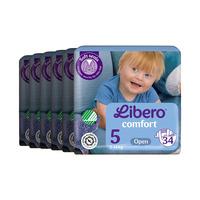 Libero Comfort 5 Åpen Bleie - 6 x 34 stk.